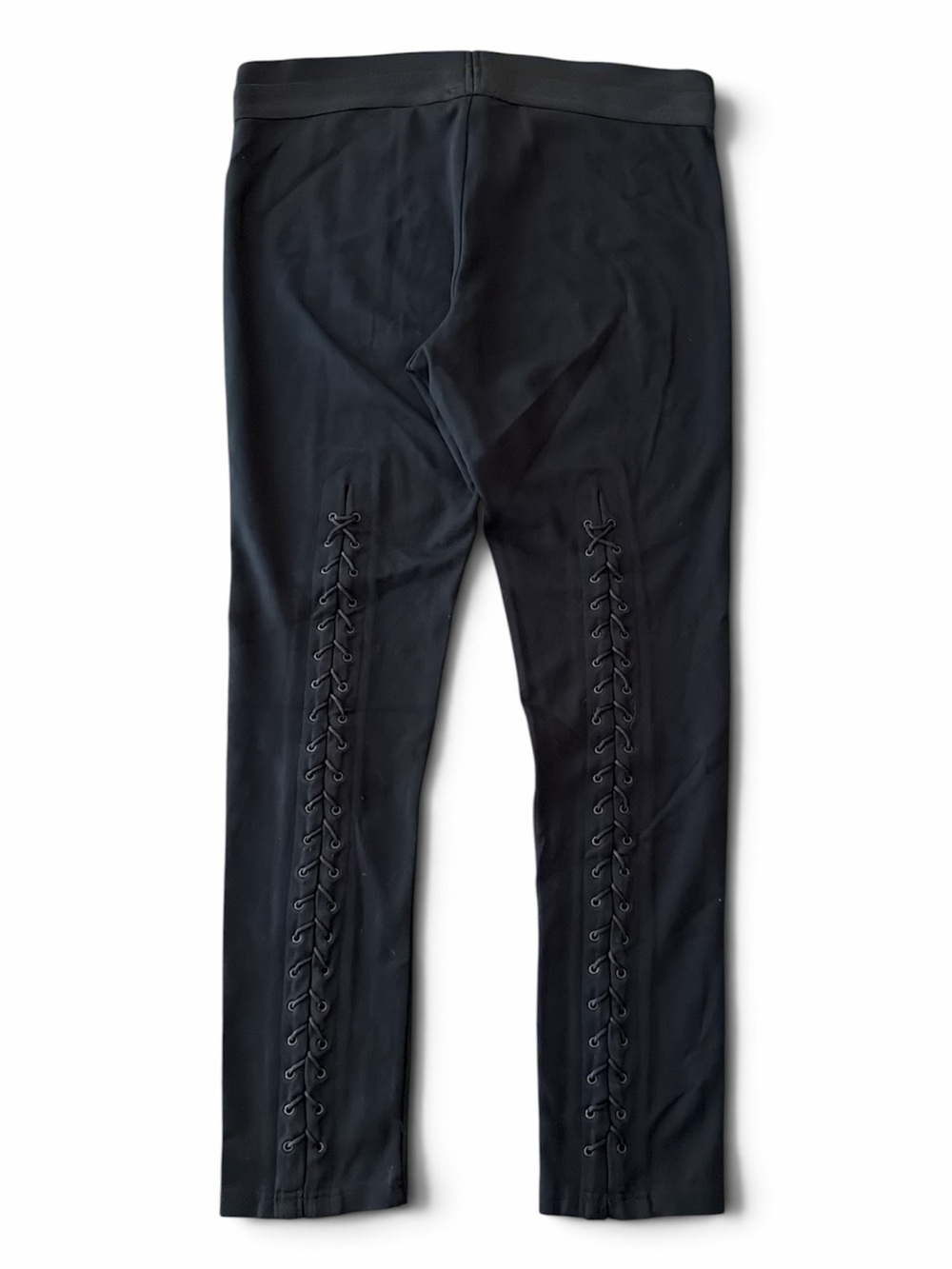 VENUS Black Grommet Lace Up Leggings Premium Ponte Knit High Waisted Large